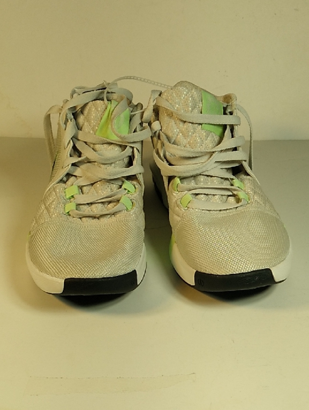 New, Air Jordan Nike Light Gray Mesh Sneakers with Lime Green Accents Size 8.